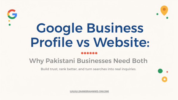 Google Business Profile vs website in Pakistan Canva cover